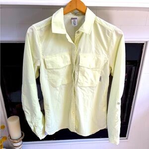 STIO Women’s Guide Shirt Roll Tab Sleeve Snap Front Small Honey Dew